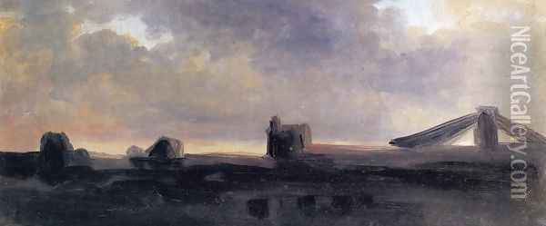 Ruins on a Plain at Twilight Oil Painting - Pierre-Henri de Valenciennes