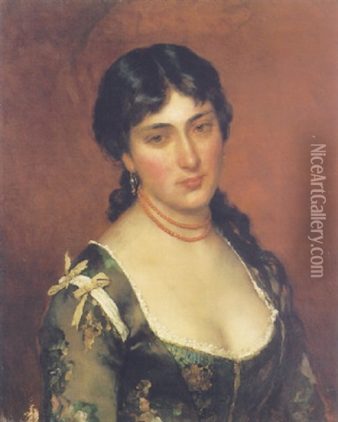 Portrait Of A Lady Oil Painting - Eugen von Blaas