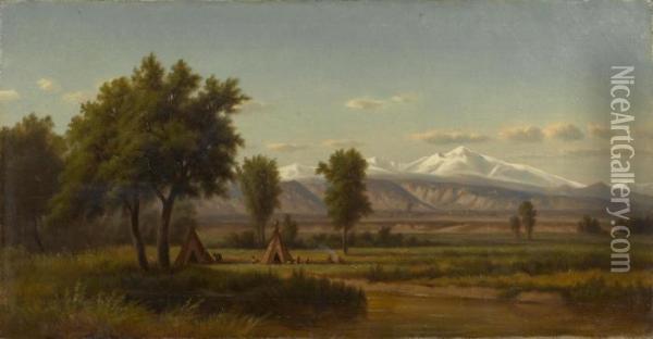 Indian Encampment On The Platte River, Colorado Oil Painting - Thomas Worthington Whittredge