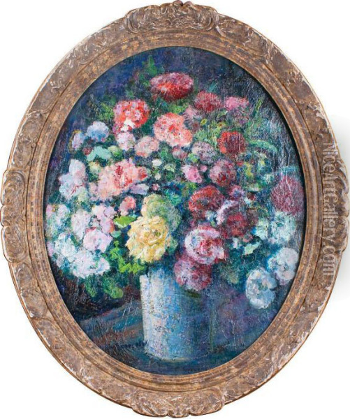 Grand Vase De Roses Oil Painting - Victor Charreton