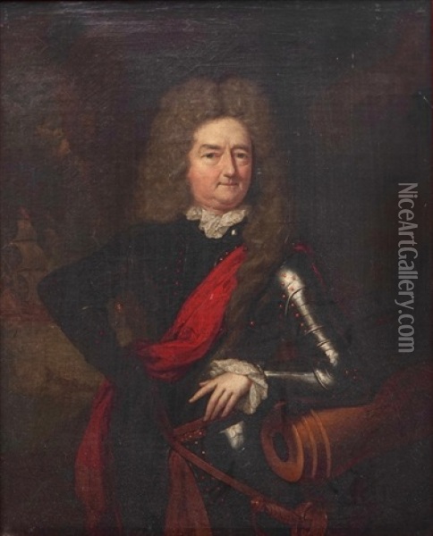 A Portrait Of An Admiral Oil Painting - Constantyn Netscher
