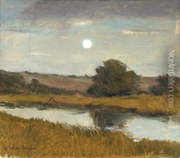 Pond In A Nocturnal Landscape Oil Painting - William Staples Drown