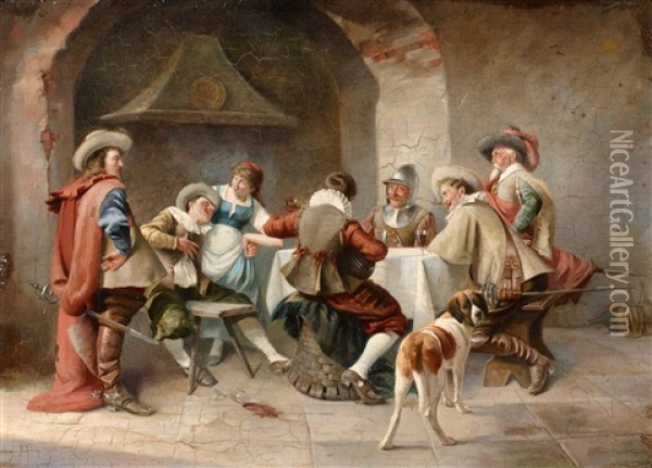 Landsknechte In Der Schanke Oil Painting - August Hermann Knoop