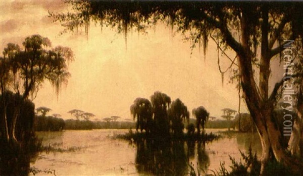 The Bayou At Lake Maurepas, Louisiana Oil Painting - Joseph Rusling Meeker