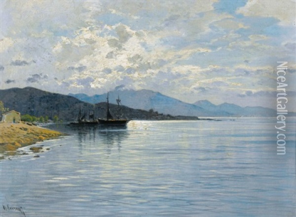 Dalmatinische Kuste Mit Segelschiffen Oil Painting - Hermann David Salomon Corrodi