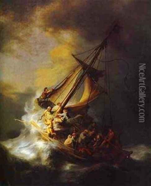 Christ In The Storm On The Lake Of Galilee 1633 Oil Painting - Harmenszoon van Rijn Rembrandt