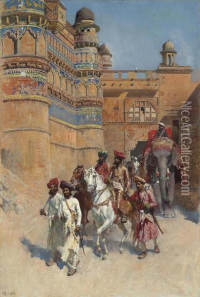 The Fort Of Gwalior, Madhya Pradesh Oil Painting - Edwin Lord Weeks