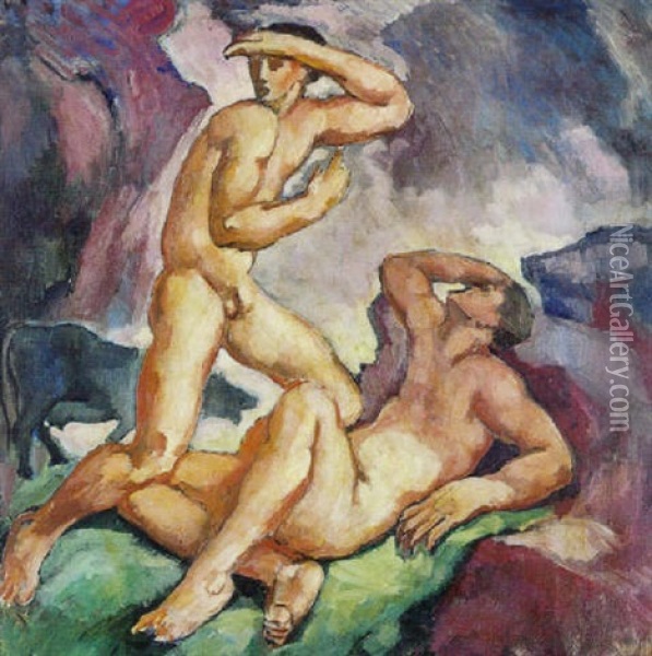 Kain Og Abel Oil Painting - Kai Nielsen