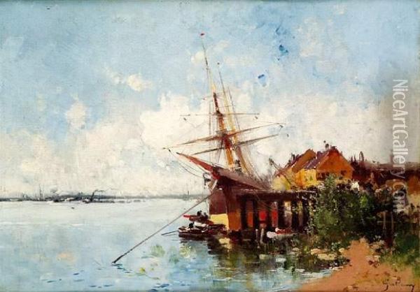 Le Port Oil Painting - Eugene Galien-Laloue