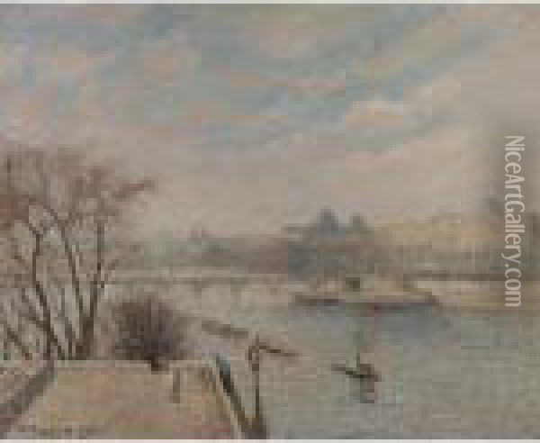 Le Louvre, Soleil D'hiver, Matin, 2e Serie Oil Painting - Camille Pissarro