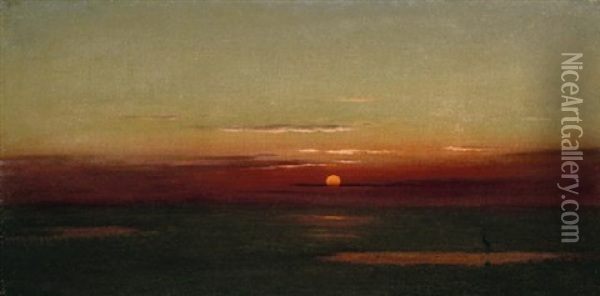 Sunset On The Marshes Oil Painting - Martin Johnson Heade
