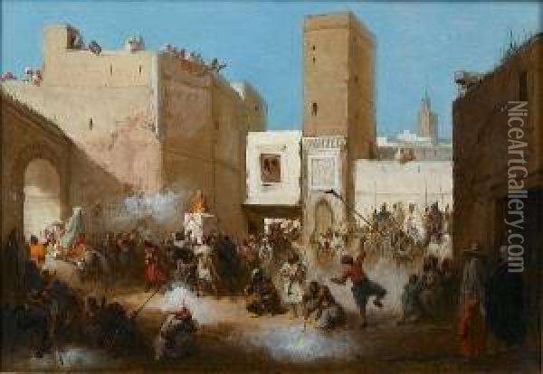 Wedding Procession, Fez Oil Painting - Victor Eeckhout