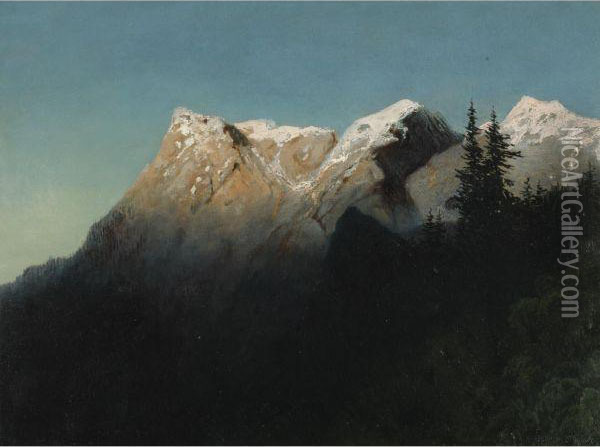 Peaks In Snow Oil Painting - Arseny Ivanovich Meshchersky