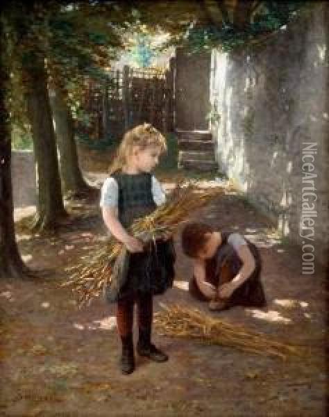 Tying Her Shoes Oil Painting - Paul Seignac