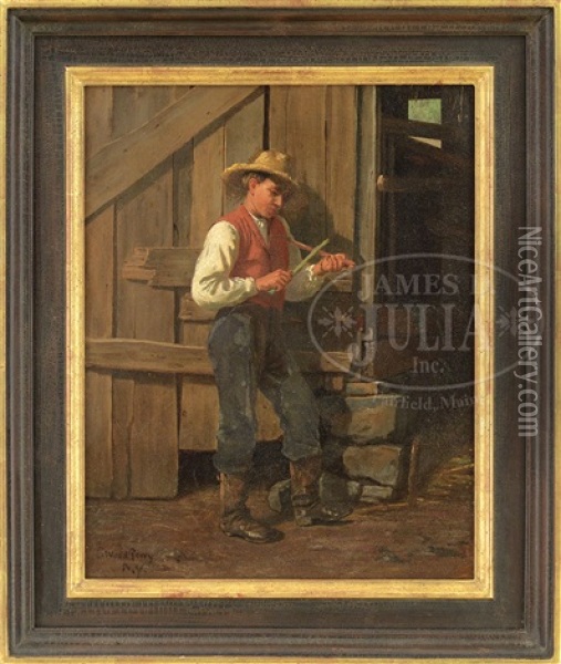 Teenage Boy With Sticks Oil Painting - Enoch Wood Perry