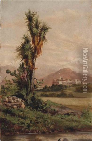 Chapultepec, Desde La Hacienda De Los Morales Oil Painting - Conrad Wise Chapman