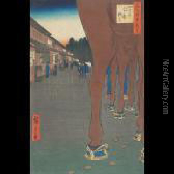 Yotsuya Naito Shinjuku Oil Painting - Utagawa or Ando Hiroshige
