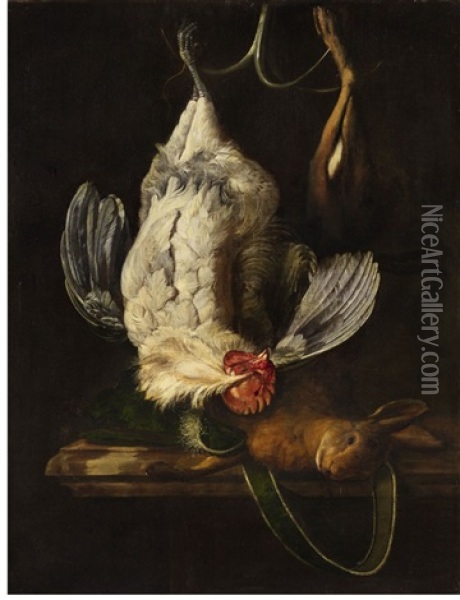 Still Life With Game Oil Painting - Hendrik de Fromantiou
