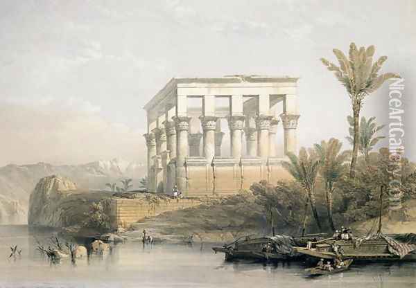 The Hypaethral Temple at Philae, called the Bed of Pharaoh, engraved by Louis Haghe, pub. in 1843 Oil Painting - David Roberts
