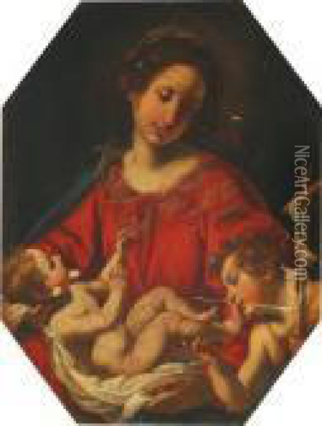 La Madonna Con Il Bambino E San Giovannino Oil Painting - Jacopo Vignali