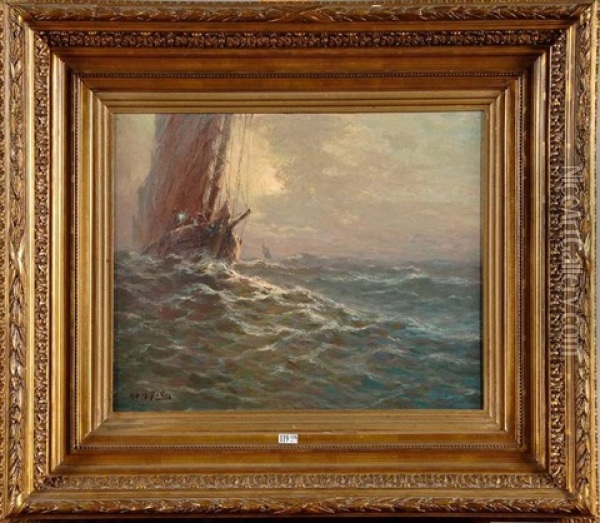 Voilier En Mer Oil Painting - Albert Isidore de Vos