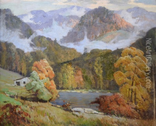 Along The Pigeon River Near Gatlinburg, Tennessee Oil Painting - Rudolph F. Ingerle