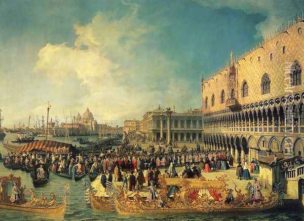 Reception of the Ambassador in the Doge's Palace Oil Painting - (Giovanni Antonio Canal) Canaletto
