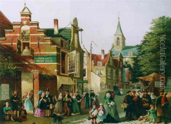 A Fair In A Dutch Town Oil Painting - Joseph Bles