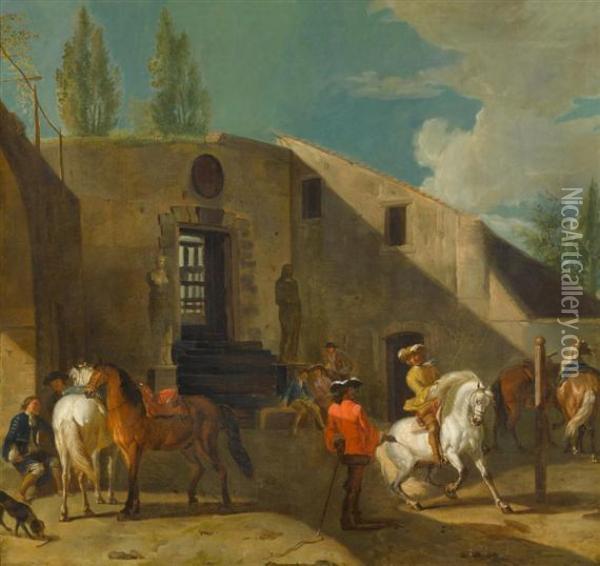 The Riding School Oil Painting - Pieter van Bloemen