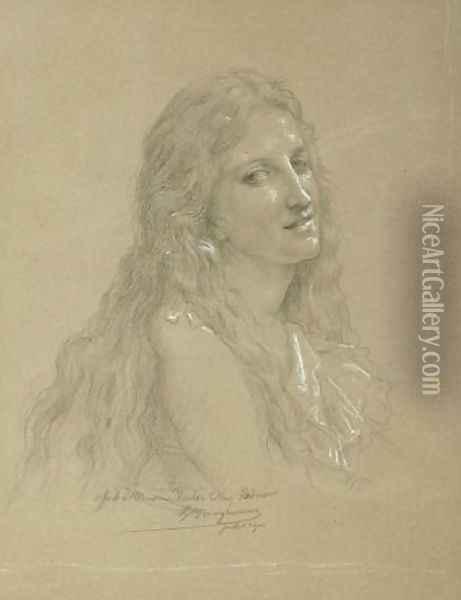 Drawing of a Woman Oil Painting - William-Adolphe Bouguereau