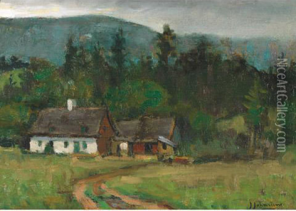 Quebec Farm House Oil Painting - John Young Johnstone