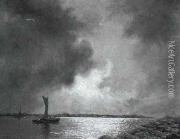 Atardecer En La Mar Oil Painting - Mariano Felez