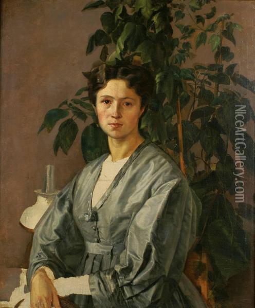 Portrait De Femme Oil Painting - Isaak Israilevich Brodsky