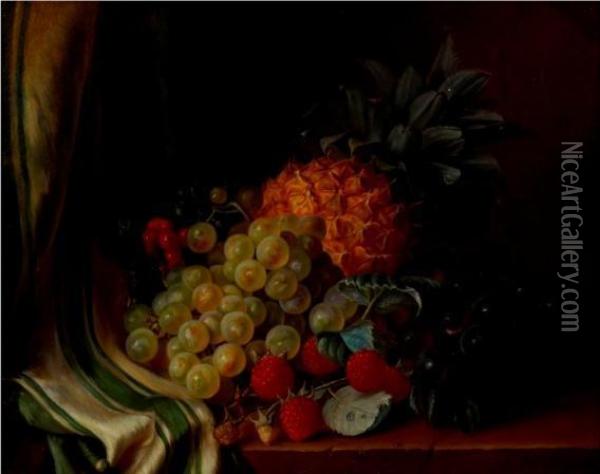 Still Life With Fruit Oil Painting - Louise Logerot