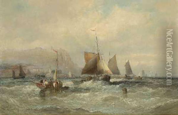 Auslaufende Fischerboote In Bewegter See Oil Painting - William Georges Thornley