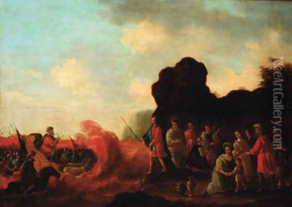 Moses commanding the waters of the Red Sea to close Oil Painting - Gerrit Claesz Bleker