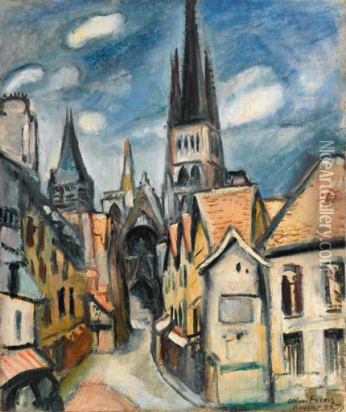 La Cathedral A Rouen Oil Painting - Emile-Othon Friesz