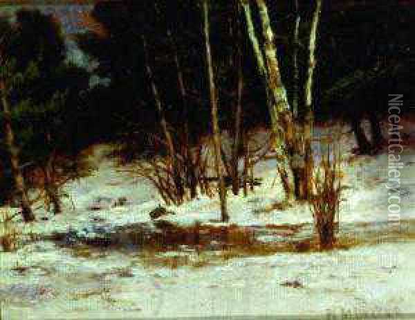 Winter Stream Oil Painting - Robert Melvin Decker