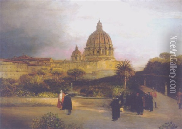 Vatikanische Garten Oil Painting - Oswald Achenbach