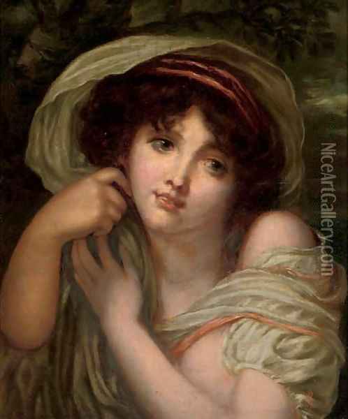 Portrait of a young lady, bust-length Oil Painting - Jean Baptiste Greuze