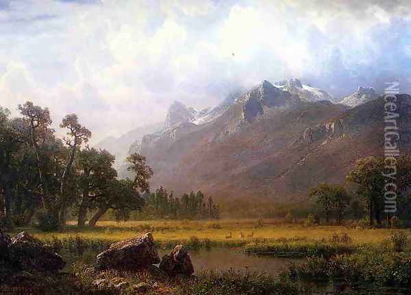 The Sierras Near Lake Tahoe California Oil Painting - Albert Bierstadt