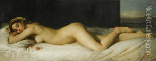 Odalisque Couchee Oil Painting - Joseph Fortune Layraud