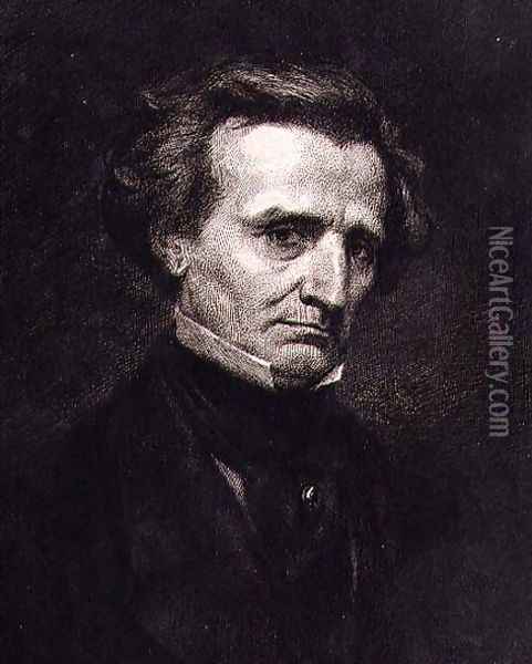 Portrait of Hector Berlioz (1803-69) engraved by A. Gilbert, pub. in the 'Gazette des Beaux-Arts' Oil Painting - Jean-Baptiste-Camille Corot
