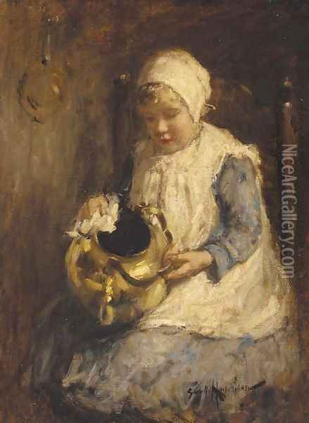 The brass kettle Oil Painting - Robert Gemmell Hutchison