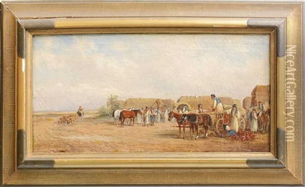 Market Scene Oil Painting - Alfred (A. Stone) Steinacker