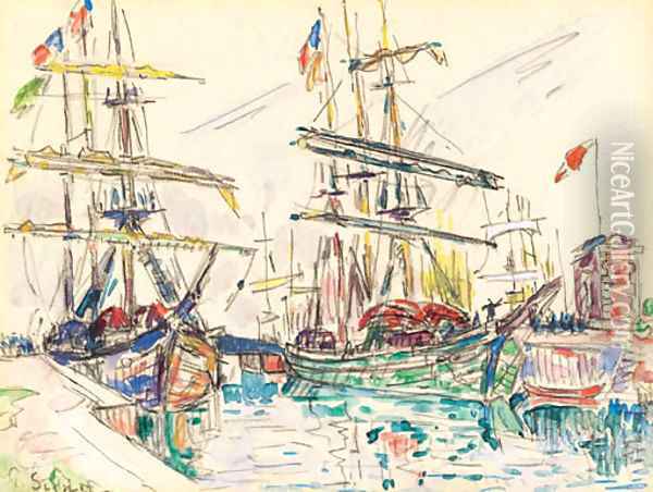 Bateaux au port Oil Painting - Paul Signac