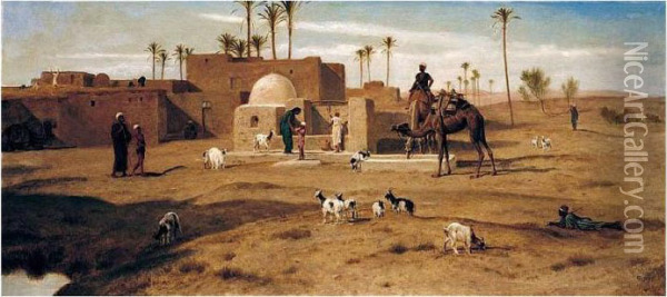 The Village Well Oil Painting - Frederick Goodall