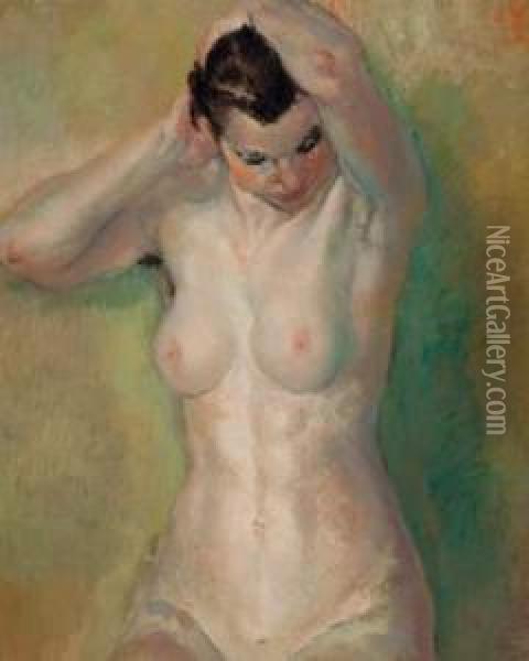 Nu Aux Bras Leves Oil Painting - Georges Morren