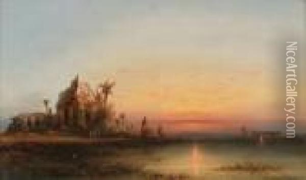Sunset On The Nile Oil Painting - James Hamilton