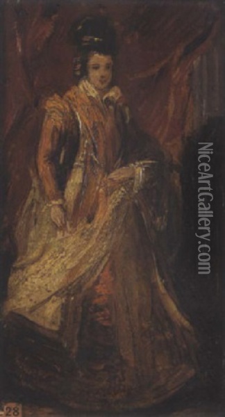 Portrait De Femme Oil Painting - Louis-Gabriel-Eugene Isabey
